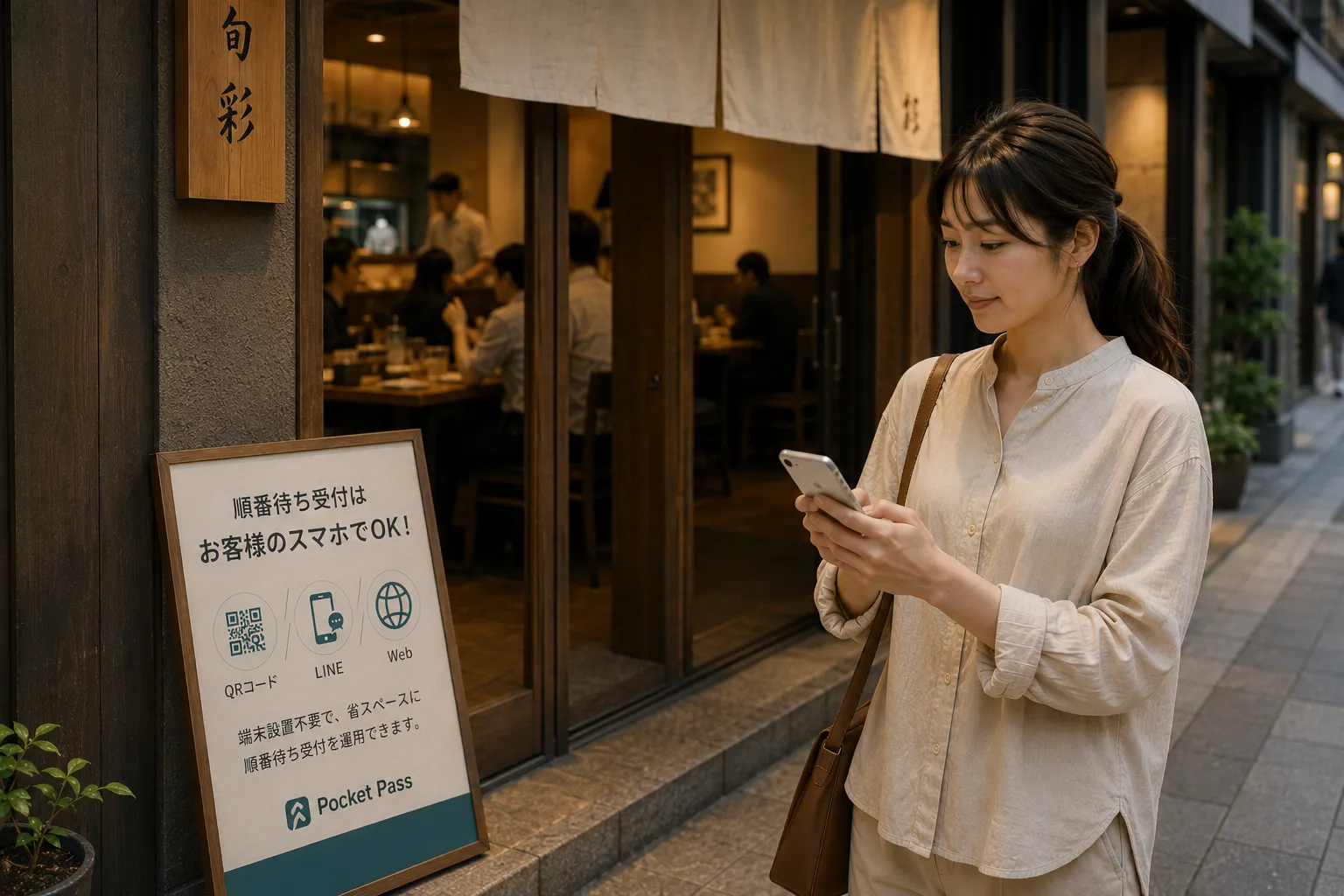 端末設置不要で省スペースに順番待ち受付を運用